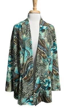 Toni Morgan Jacket Shiny Wet Look Open Front Cardigan Topper 2X Whimsigoth